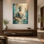 Meditativer Buddha als Leinwand oder Acrylbild in sanften Türkistönen