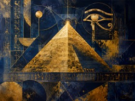 Ägyptische Geometrie als Acrylbild oder Kunstdruck