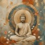 Meditativer Buddha als Leinwand oder Acrylbild in warmen Erdtönen