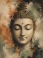 Meditativer Buddha als Leinwand oder Acrylbild in sanften Erdtönen