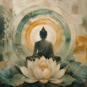 Buddha auf Lotus, Leinwand oder Fine Art Print mit ruhiger Harmonie Buddha auf Lotus, Leinwand oder Fine Art Print mit ruhiger Harmonie