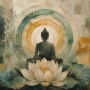 Buddha auf Lotus, Leinwand oder Fine Art Print mit ruhiger Harmonie
