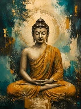 Buddha in Goldtönen, Wandbild oder Poster mit meditativer Ausstrahlung