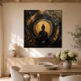 Buddha Silhouette als Wandbild oder Acrylbild in Gold und Schwarz