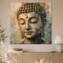 Buddha in Gold und Blau, Kunstdruck oder Acrylbild