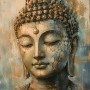 Buddha in Gold und Blau, Kunstdruck oder Acrylbild