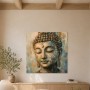 Buddha in Gold und Blau, Kunstdruck oder Acrylbild
