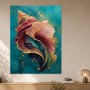 Abstraktes Wandbild oder Acrylbild mit goldenen Muschelformen