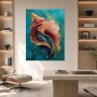 Abstraktes Wandbild oder Acrylbild mit goldenen Muschelformen
