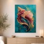 Abstraktes Wandbild oder Acrylbild mit goldenen Muschelformen