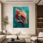 Abstraktes Wandbild oder Acrylbild mit goldenen Muschelformen
