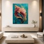 Abstraktes Wandbild oder Acrylbild mit goldenen Muschelformen