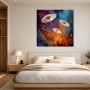 Abstrakte Kunst mit asiatischen Schirmen, Wandbild oder Acrylbild