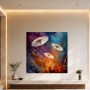 Abstrakte Kunst mit asiatischen Schirmen, Wandbild oder Acrylbild
