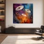 Abstrakte Kunst mit asiatischen Schirmen, Wandbild oder Acrylbild