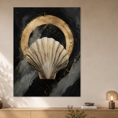 Abstraktes Wandbild mit Muschelmotiv, Leinwand oder Acrylbild