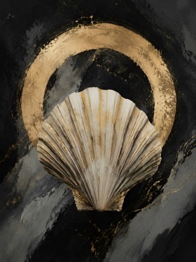 Abstraktes Wandbild mit Muschelmotiv, Leinwand oder Acrylbild