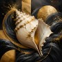 Muschel im Goldglanz als Wandbild oder Fine Art Print