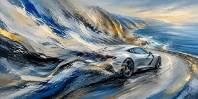 Sportwagen am Meer als Fine Art Print oder Leinwandbild