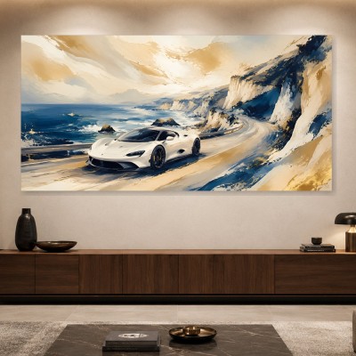 Sportwagen an der Küste als Leinwand oder Poster