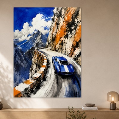 Sportwagen am Pass als Leinwand oder Wandbild