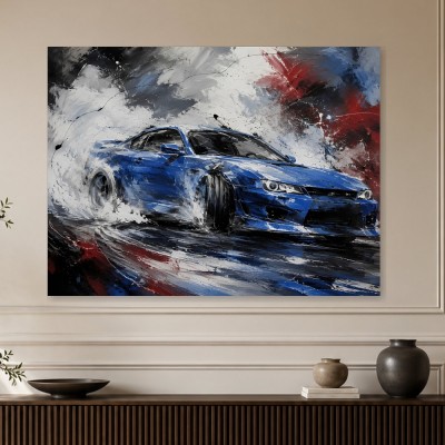 Dynamisches Sportwagen Wandbild oder Kunstdruck mit expressiver Bewegung