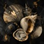 Muscheln in Schwarz und Gold, Wandbild oder Fine Art Print