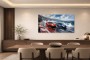 Rennsport am Meer als Leinwand oder Poster