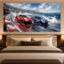 Rennsport am Meer als Leinwand oder Poster