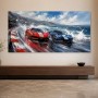 Rennsport am Meer als Leinwand oder Poster