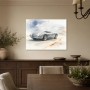 Silberner Roadster als Leinwand oder Fine Art Print