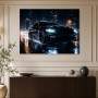 Dynamischer Sportwagen im Regen, Leinwand oder Poster