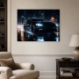 Dynamischer Sportwagen im Regen, Leinwand oder Poster