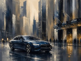 Modernes Wandbild oder Luxus Wandbild mit urbanem Luxusauto Modernes Wandbild oder Luxus Wandbild mit urbanem Luxusauto
