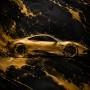 Goldener Sportwagen als Leinwand oder Acrylbild