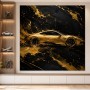 Goldener Sportwagen als Leinwand oder Acrylbild