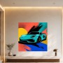 Türkisfarbener Sportwagen als Leinwand oder Poster mit Pop-Art-Energie