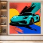 Türkisfarbener Sportwagen als Leinwand oder Poster mit Pop-Art-Energie