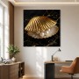 Goldene Muschel mit Perlen als Kunstdruck oder Poster