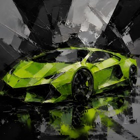 Limegrüner Sportwagen als Leinwand oder Acrylbild