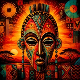 Afrikanische Maske als Modernes Wandbild oder Kunstdruck