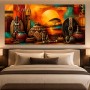 Afrikanisches Stillleben als Leinwand oder Poster mit Sonnenuntergang