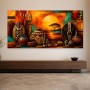Afrikanisches Stillleben als Leinwand oder Poster mit Sonnenuntergang