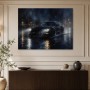 Dynamischer Sportwagen im Regen als Modernes Wandbild oder Leinwandbild
