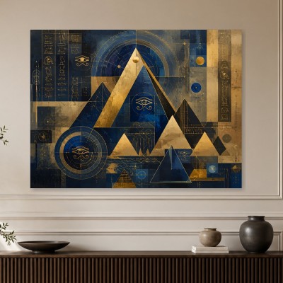 Abstraktes Wandbild oder Modernes Wandbild in Blau und Gold