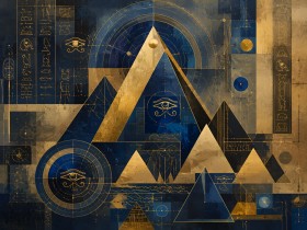 Abstraktes Wandbild oder Modernes Wandbild in Blau und Gold