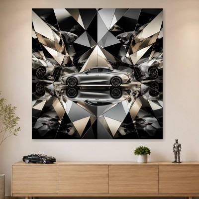 Silberner Sportwagen als Leinwandbild oder Acrylbild