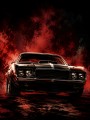 Dunkles Muscle-Car Wandbild oder Fine Art Print in Rot und Schwarz