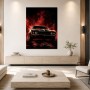 Dunkles Muscle-Car Wandbild oder Fine Art Print in Rot und Schwarz