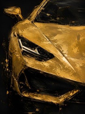 Goldener Sportwagen als Canvas Print oder Modernes Wandbild Goldener Sportwagen als Canvas Print oder Modernes Wandbild